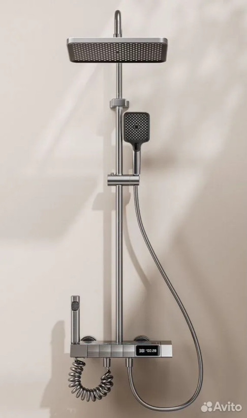 دوش دیواری پیانویی با نمایشگر دما و نوار نور LED