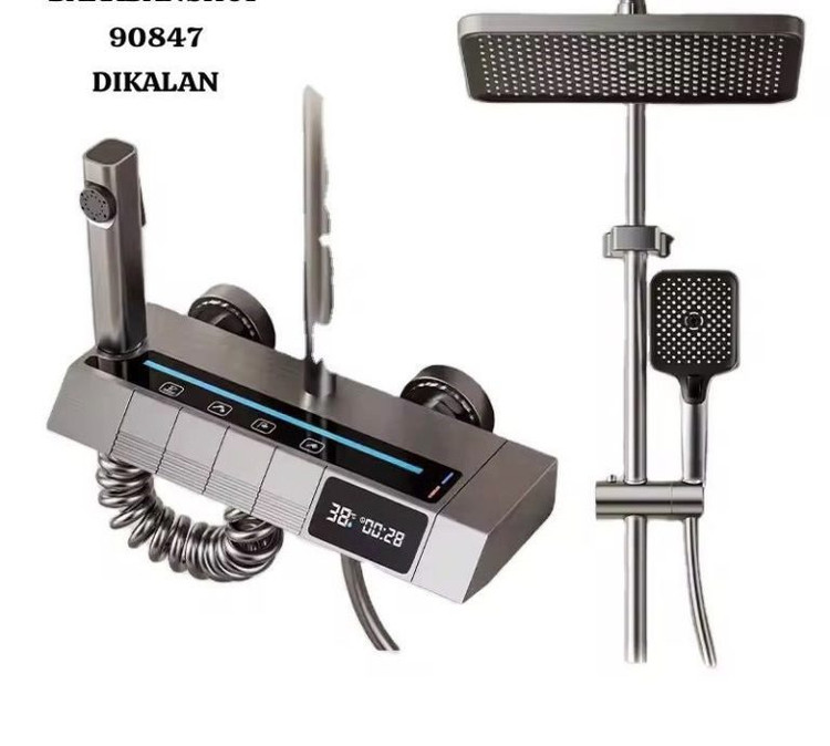 دوش حمام لاکچری پیانویی با پنل دیجیتال و روشنایی LED