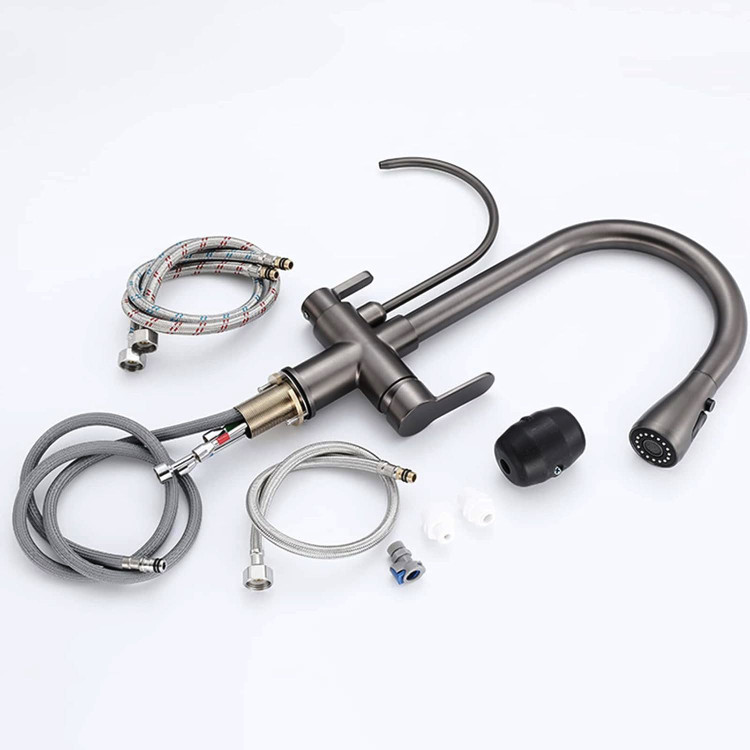 شیر ظرفشویی دوکاره AquaPur 360 با پوشش کروم برسخورده و طراحی مدرن