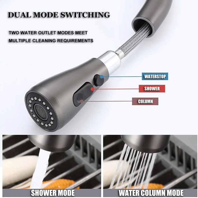 نمای نزدیک از شیر ظرفشویی تصفیه دار دو کاره برند هوادیائو