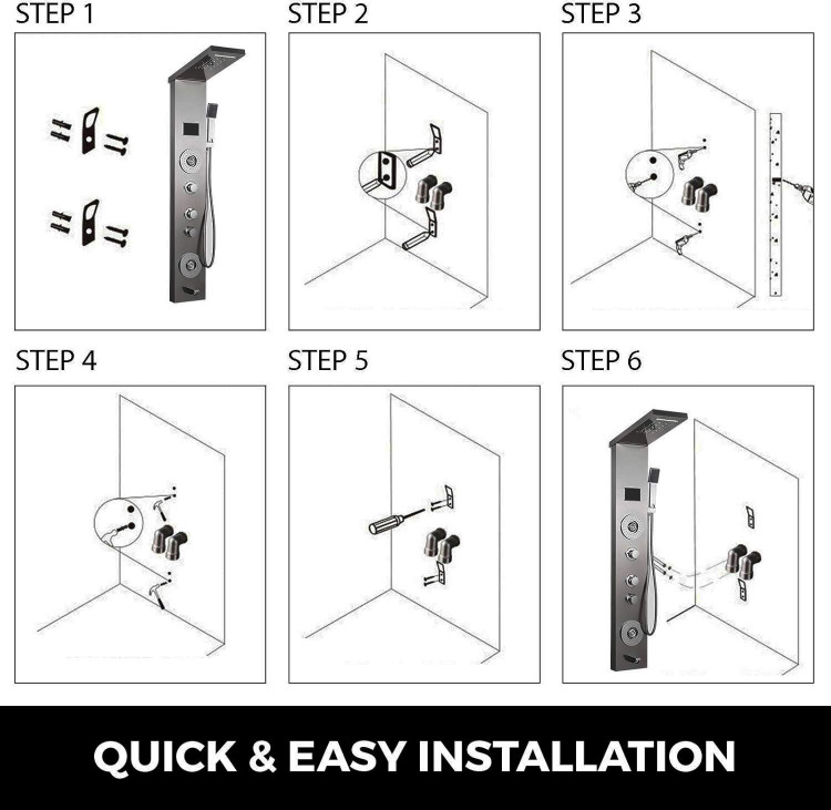 نصب پنل دوش AquaLuxe 360 در حمام مدرن