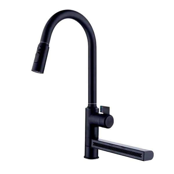 شیر ظرفشویی آبشاری ۴ حالته با طراحی مدرن و بدنه استیل ضد زنگ