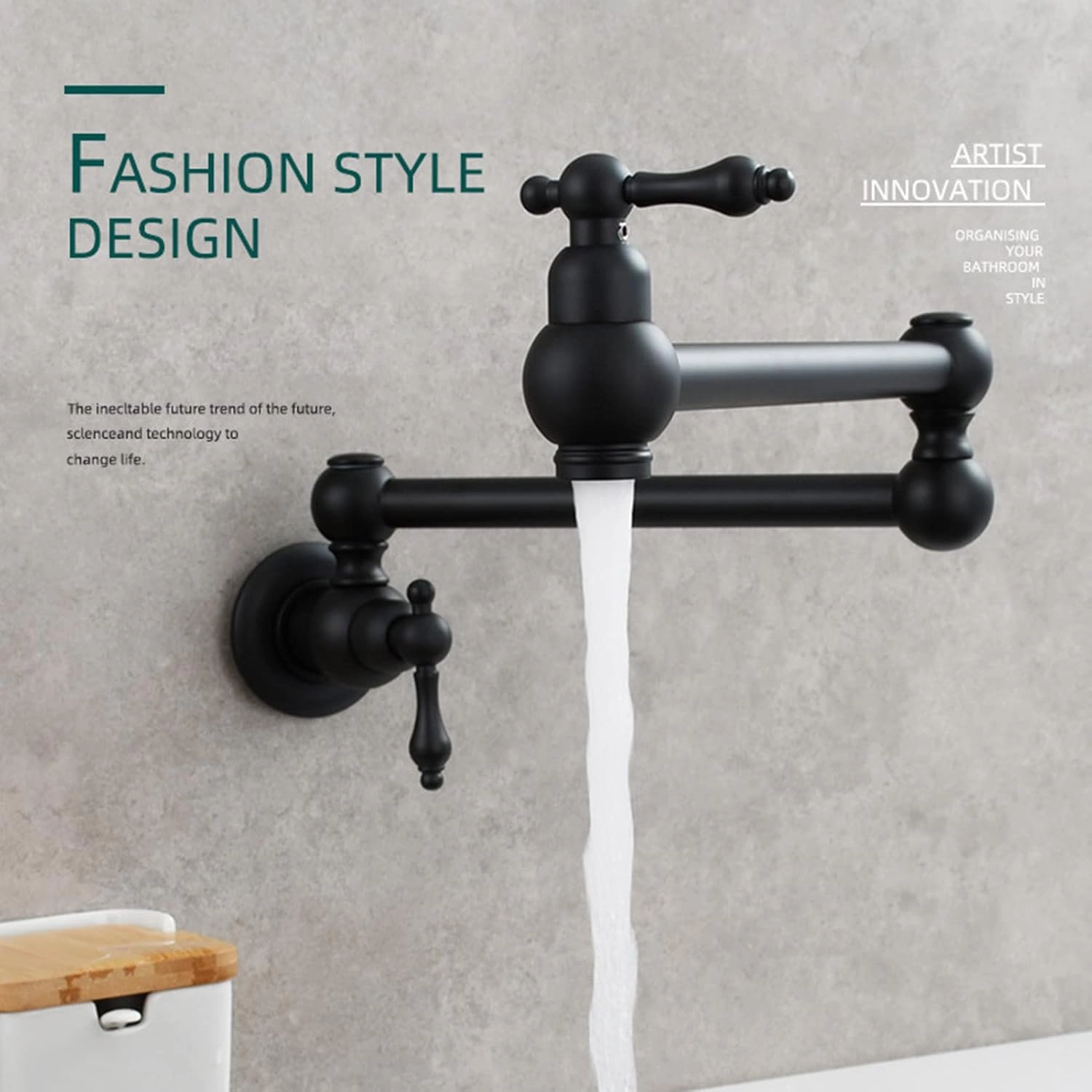 نمای جانبی شیر قابلمهپرکن دیواری آشپزخانه