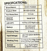 پنکه Easy Power مدل EP2112A با بدنه فلزی مقاوم و رنگ سفید براق