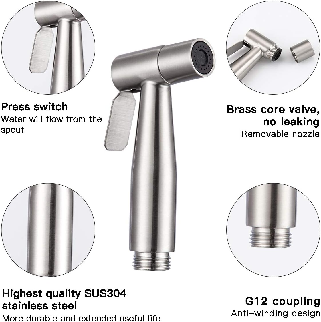 شطاف دستی SUS304 با روکش براش و کیفیت لوکس در حمام مدرن