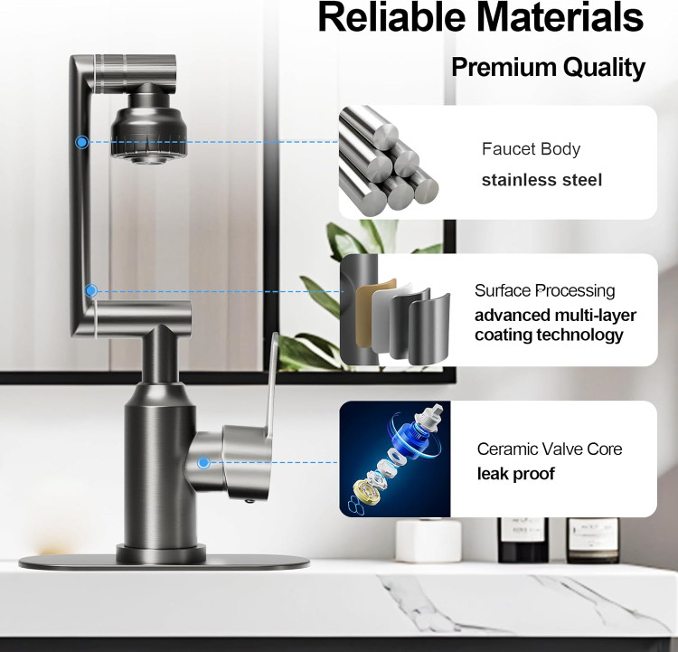 طراحی کلاسیک و آنتیک شیر روشویی 360 با دهانه بلند برای آشپزخانه