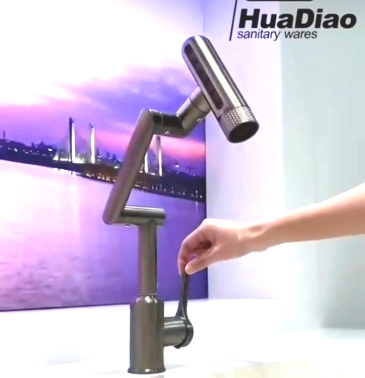 طراحی لوکس و مدرن شیر روشویی چرخشی 1080 درجه Huadiao