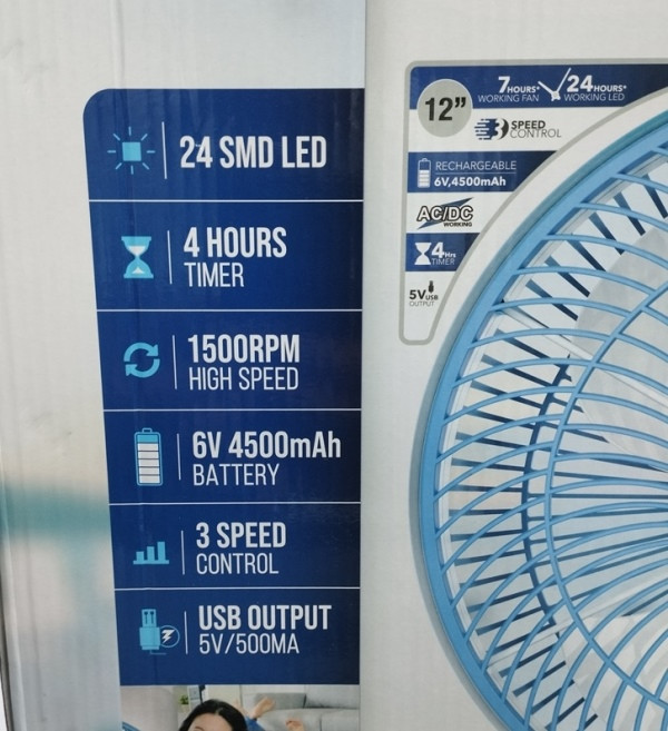 پنکه قابل شارژ Sanford SF919BFN مناسب خانه، کمپینگ و سفر