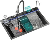 سینک آبشاری HuaDiao با نمایشگر دیجیتال و طراحی پیانویی در آشپزخانه مدرن