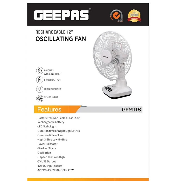 پنکه نوسانی شارژی رومیزی GF21118