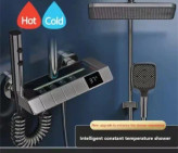 دوش دیجیتال مدرن سان مارینو مدل 0003G با رنگ تیتانیومی در حمام مدرن