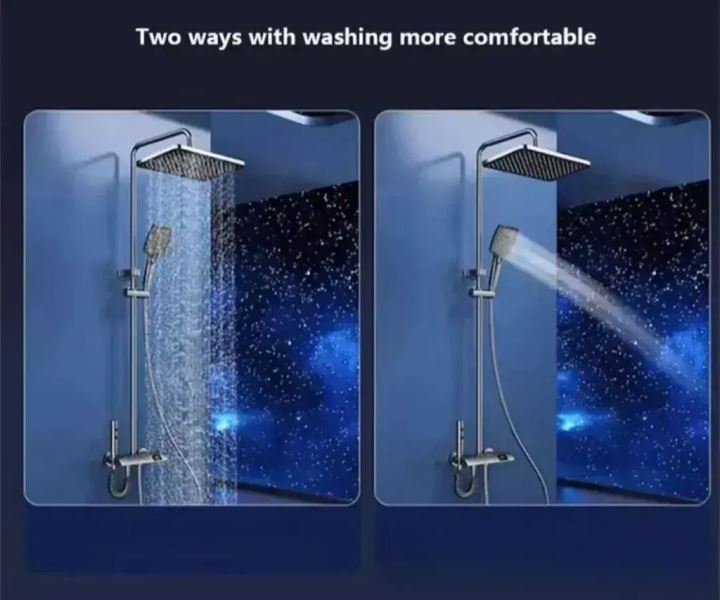 دوش دیجیتال مدرن سان مارینو مدل 0003G با رنگ تیتانیومی در حمام مدرن