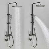 ست کامل دوش حمام پیانویی آلماپرو و جا حوله ای دو طبقه مدرن