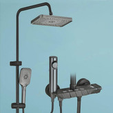 ست کامل دوش حمام پیانویی آلماپرو و جا حوله ای دو طبقه مدرن