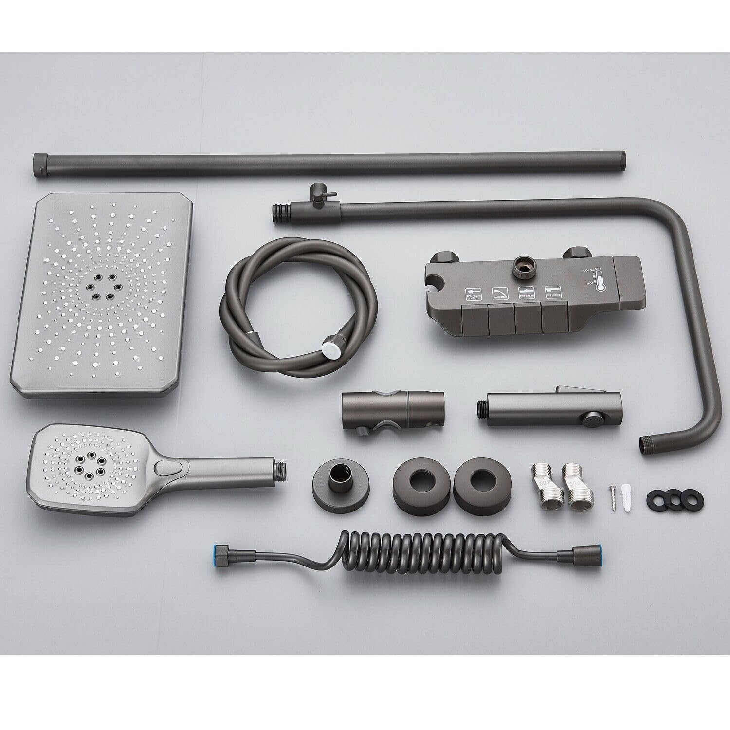 نمای نزدیک کلیدهای پیانویی دوش حمام – طراحی مینیمال و لوکس