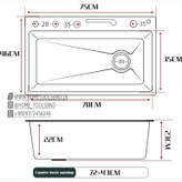 سینک ظرفشویی آبشاری ۷۵ سانت هوادیا استیل ضدزنگ