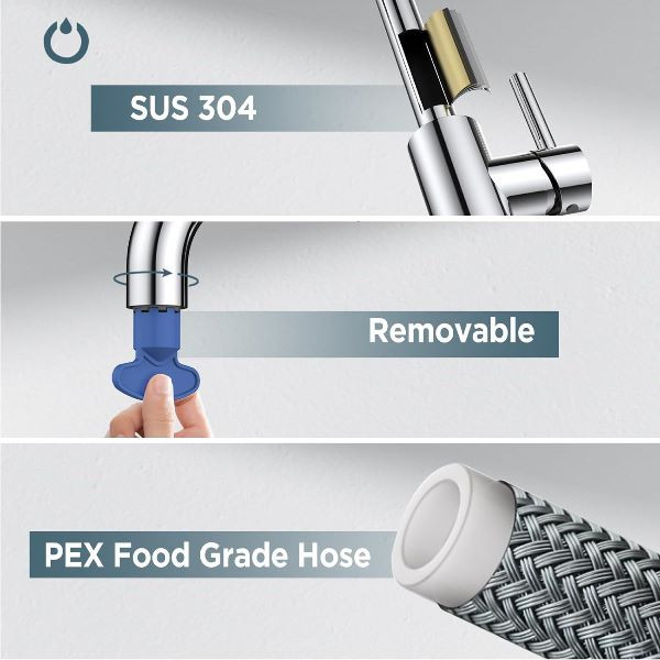 بدنه استیل ضد زنگ 304 شیر آشپزخانه MAK Article 523