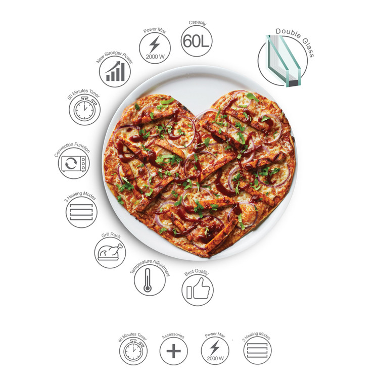 داخل آون توستر BISMARK BM2560 با ظرفیت 60 لیتر